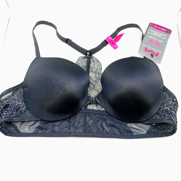 New MAIDENFORM DM9901 Demi Coverage Push-Up Racerback Front Close Black Bra 32A - Picture 1 of 9